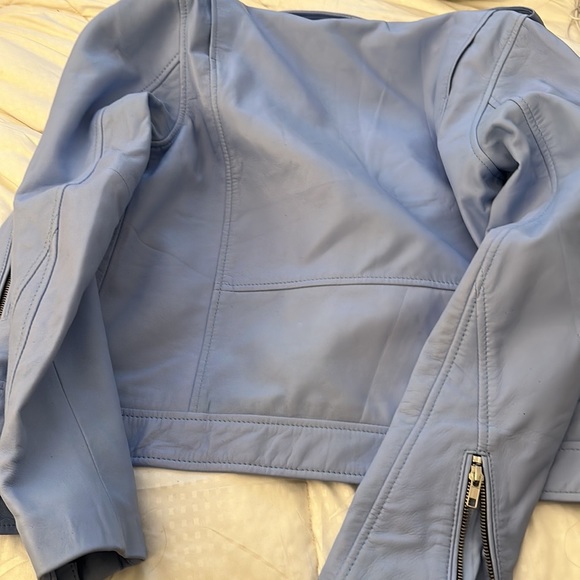 Blue genuine leather jacket size large - Picture 2 of 4